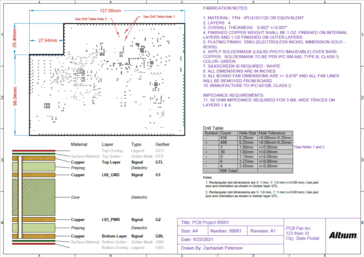 Example fabrication drawing